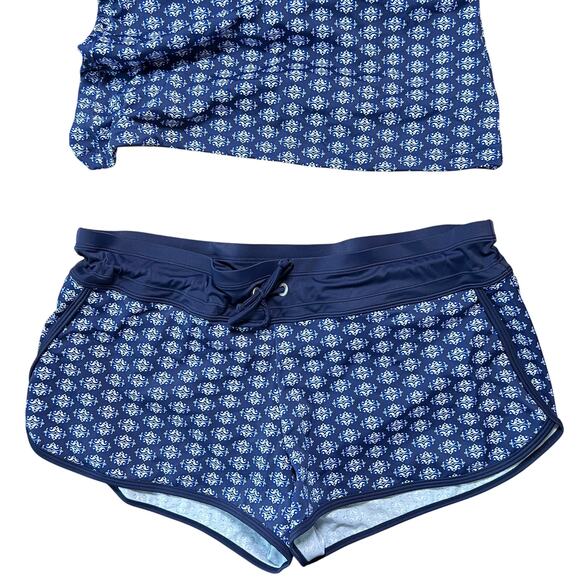 ATHLETA Tangier Tankini‎ Blue Geometric Print Swim Top and Kara Shorts 38 B/C - Picture 3 of 13